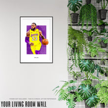 Load image into Gallery viewer, Lebron James Poster, LA Lakers Basketball Fan Art Print, Man Cave Gift
