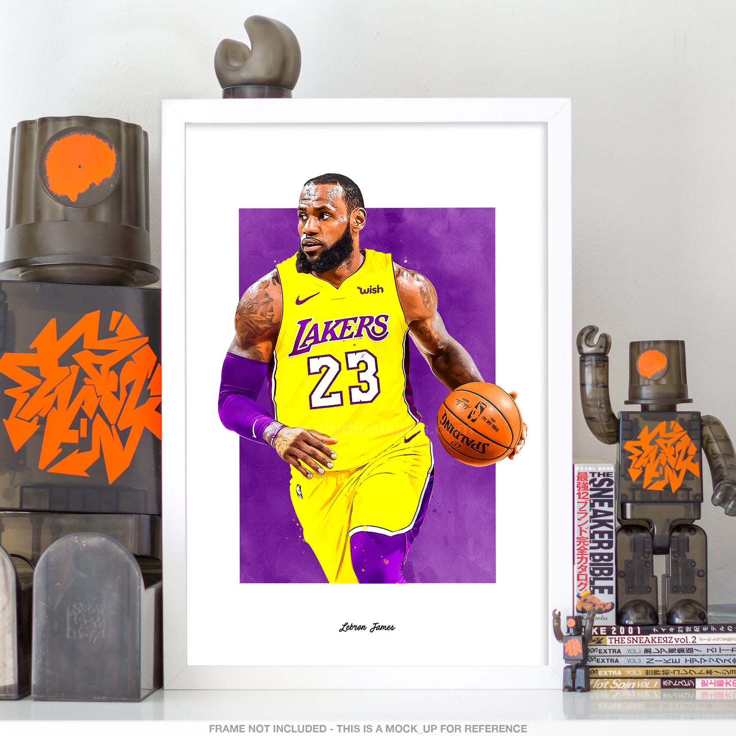 Lebron James Poster, LA Lakers Basketball Fan Art Print, Man Cave Gift