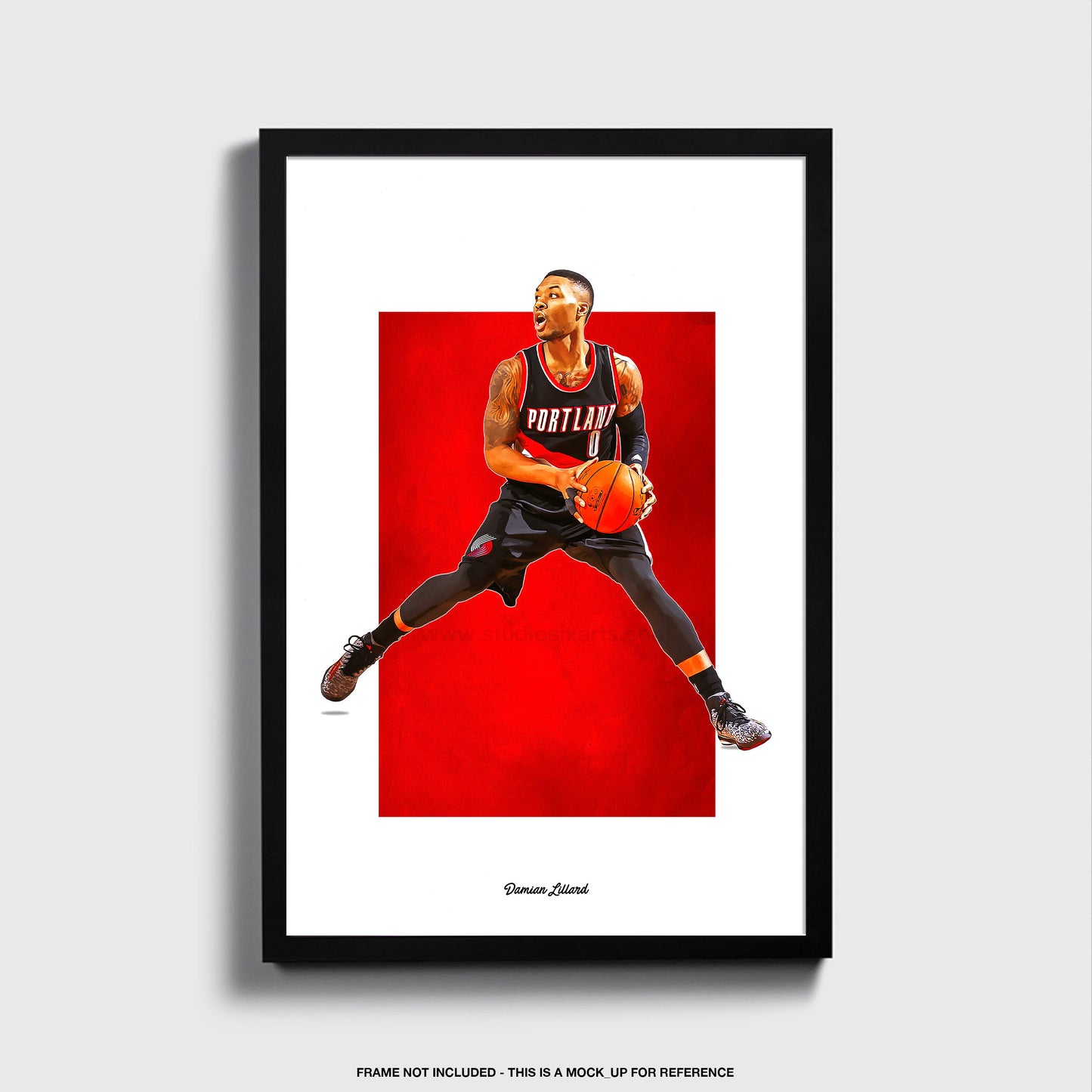 Damian Lillard Poster, LA Lakers Basketball Fan Art Print, Man Cave Gift