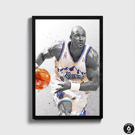 Karl Malone Poster and Canvas, Utah Basketball Print