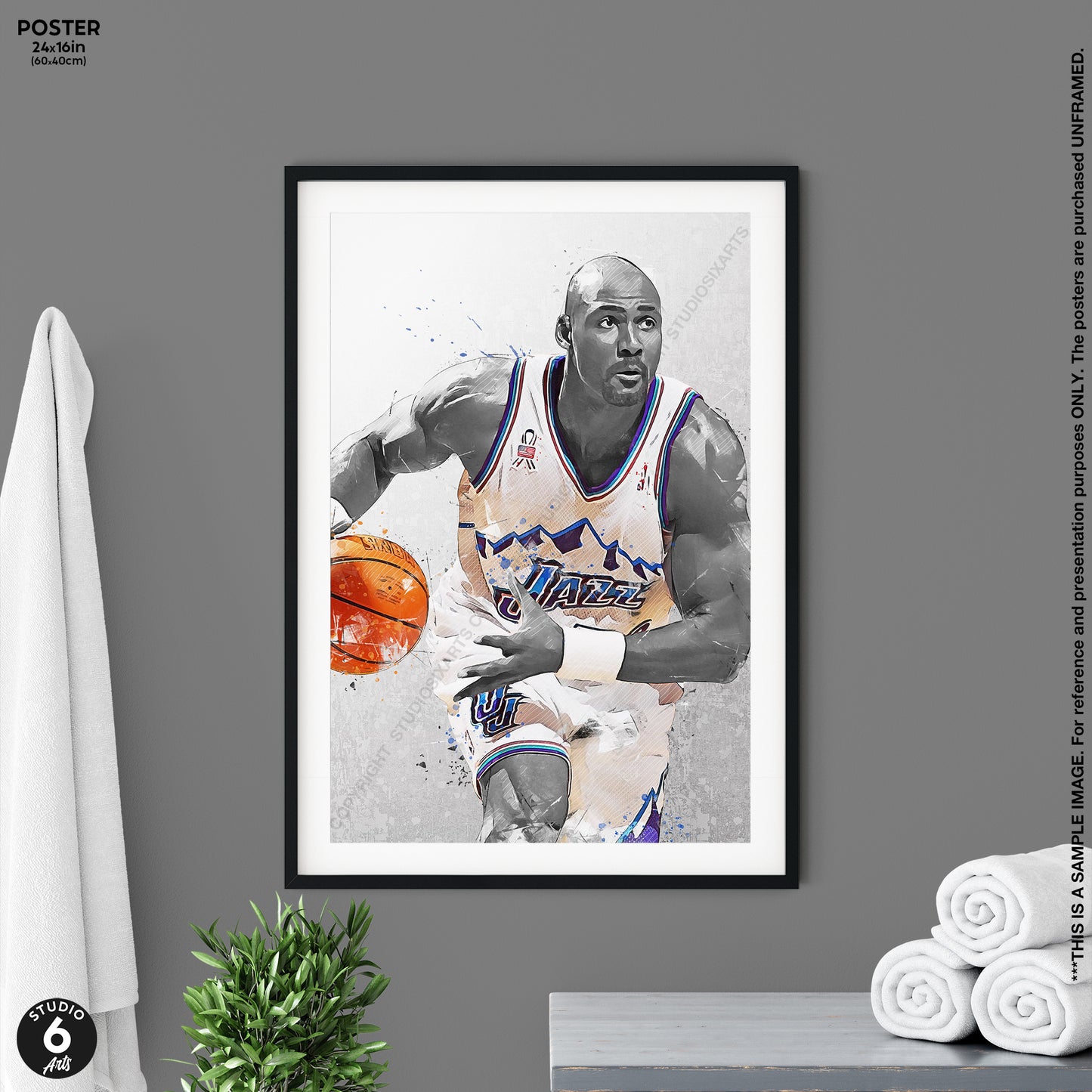 Karl Malone Poster and Canvas, Utah Basketball Print