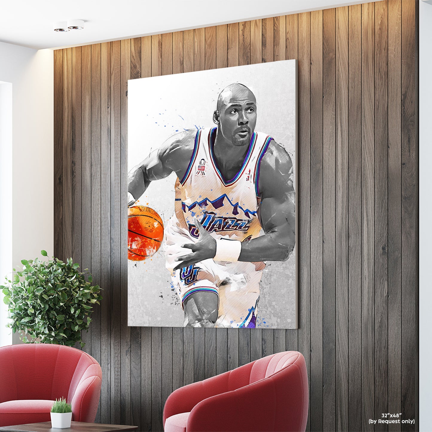 Karl Malone Poster and Canvas, Utah Basketball Print