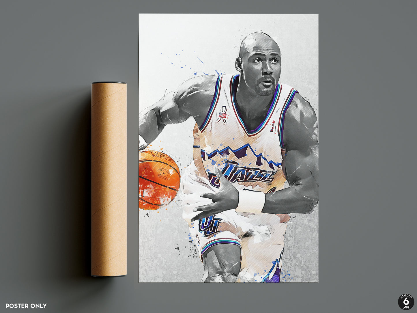 Karl Malone Poster and Canvas, Utah Basketball Print