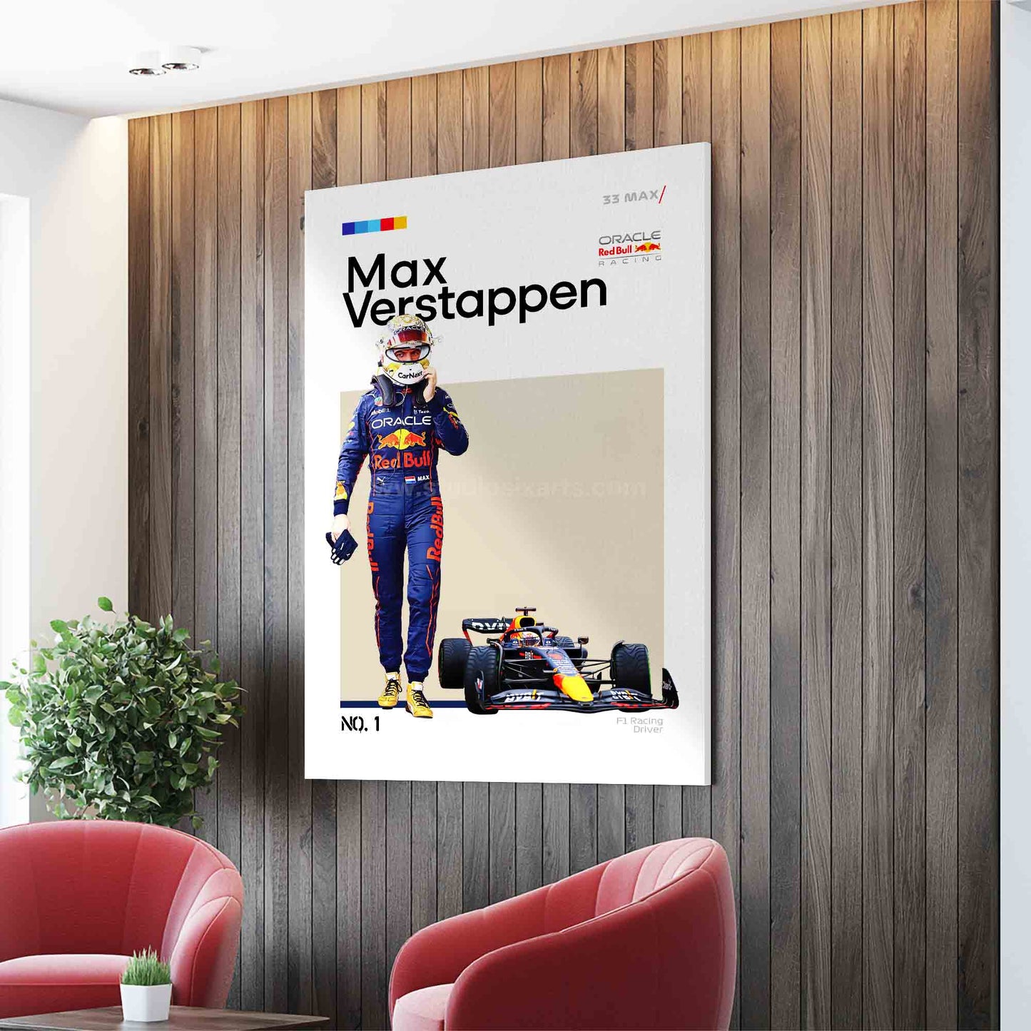 Max Verstappen 2022 Poster and Canvas, F1 Mid Century Art, F1 Driver Print