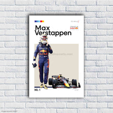Load image into Gallery viewer, Max Verstappen 2022 Poster and Canvas, F1 Mid Century Art, F1 Driver Print
