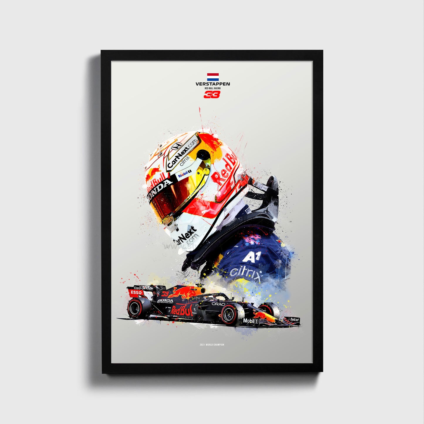 Max Verstappen 2021 Poster and Canvas, RB16 Car F1 Decor, F1 Print