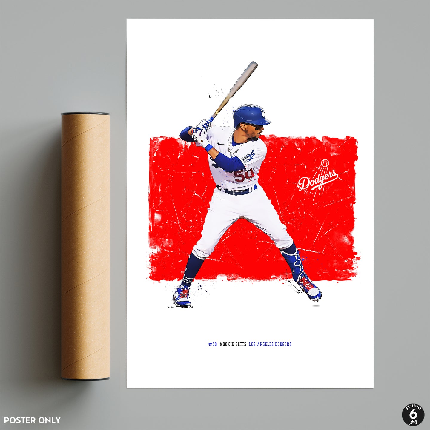 Mookie Betts Poster and Canvas, Los Angeles Baseball Print, MLB Wall Decor