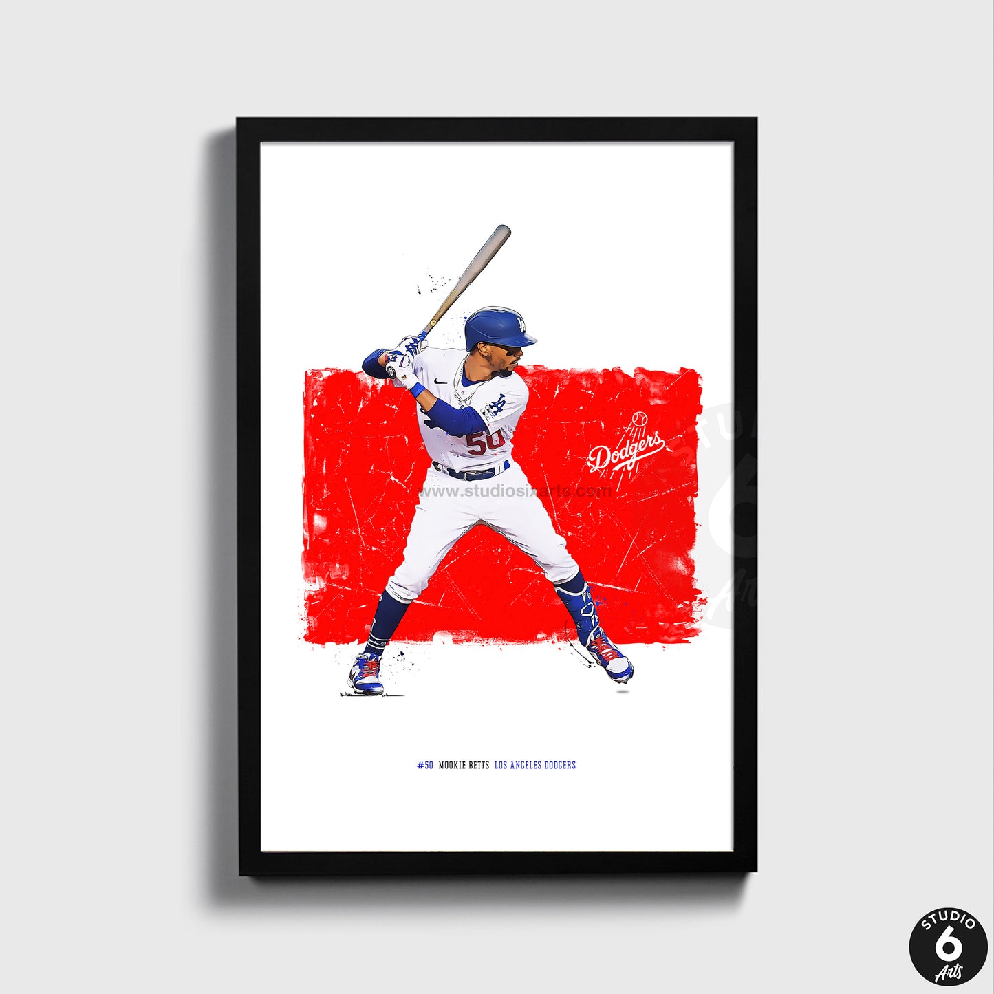 Mookie Betts Poster and Canvas, Los Angeles Baseball Print, MLB Wall Decor