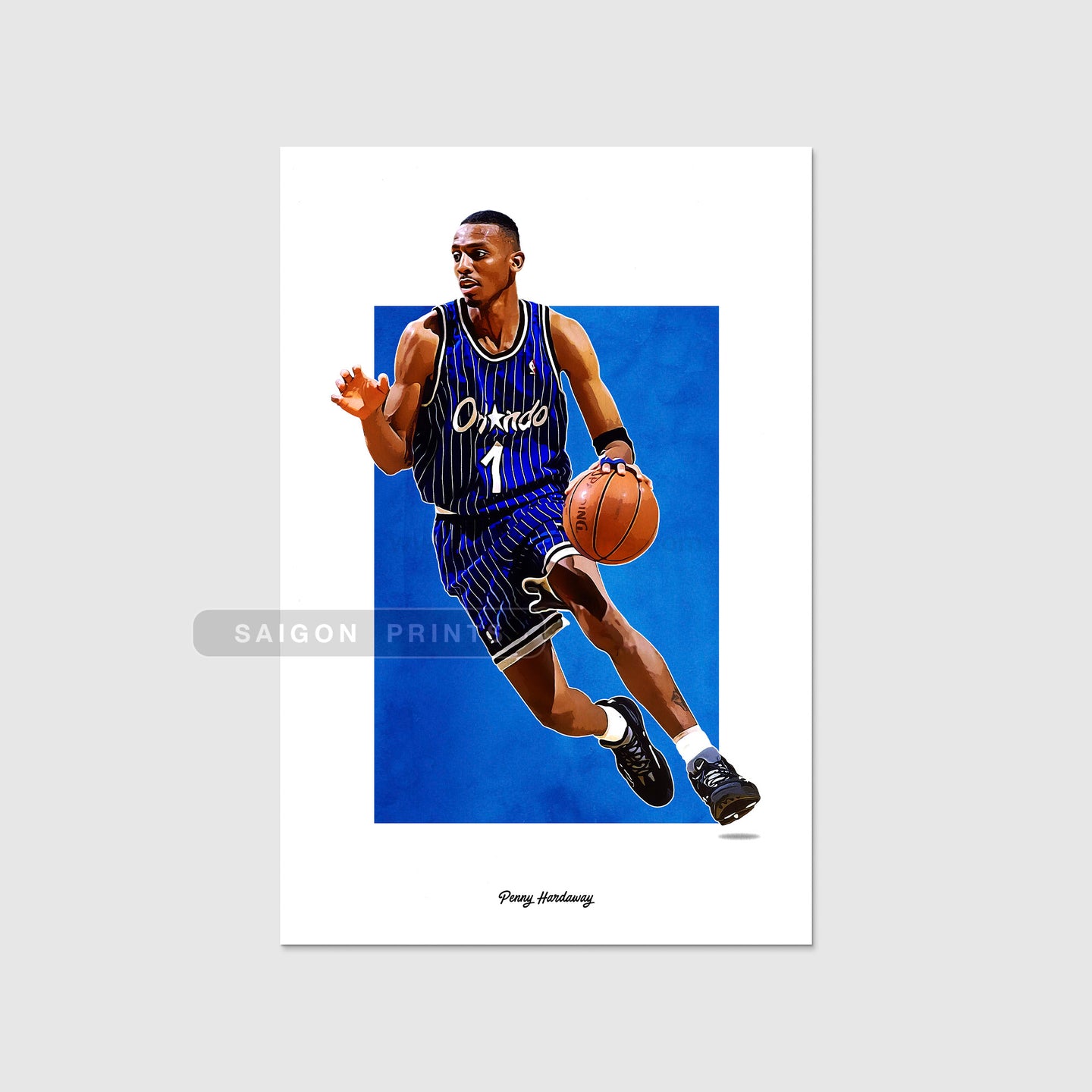 Penny Hardaway Poster, Orlando Basketball Fan Art Print, Man Cave Gift