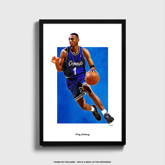 Penny Hardaway Poster, Orlando Basketball Fan Art Print, Man Cave Gift