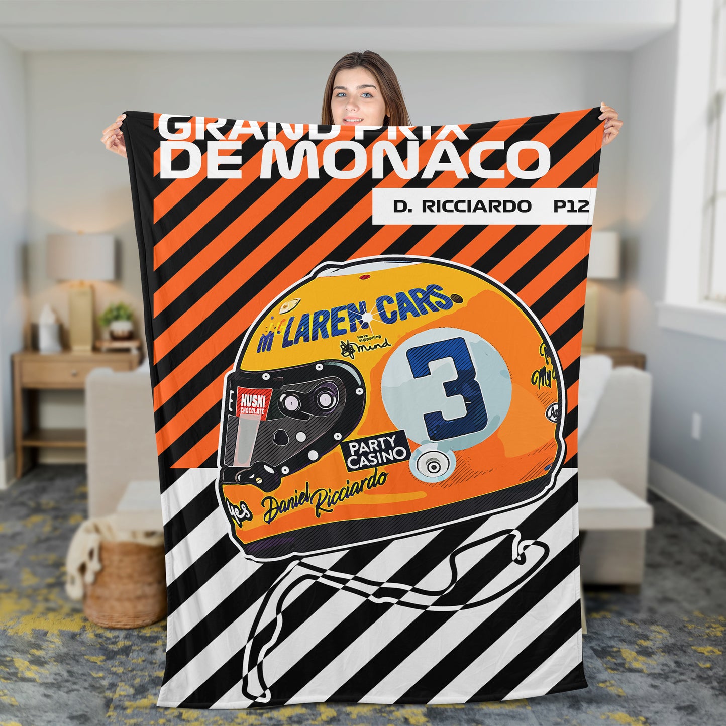 Gulf Inspired, Ricciardo Blanket - Plush Fleece Soft Blanket