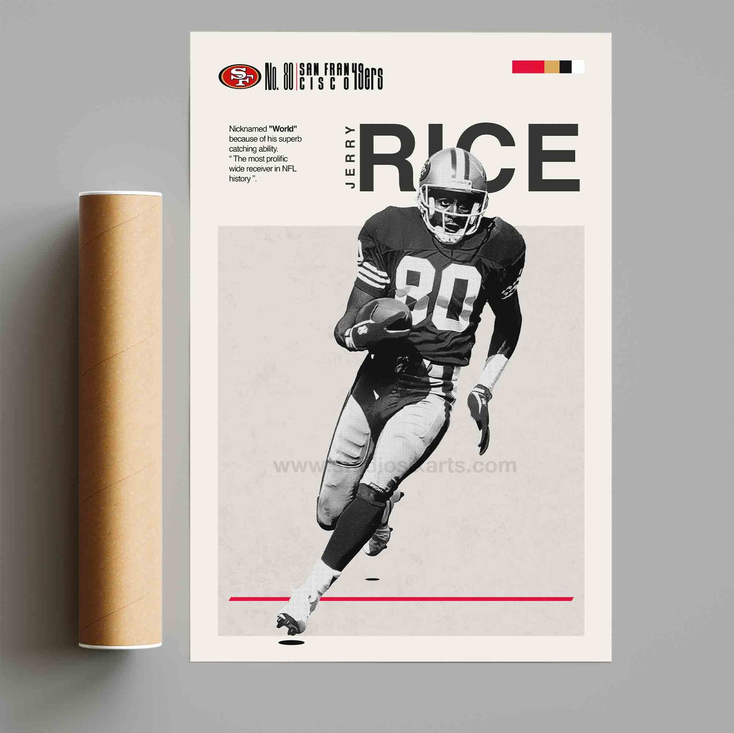 Jerry Rice 49ers NFL Mid Century Modern