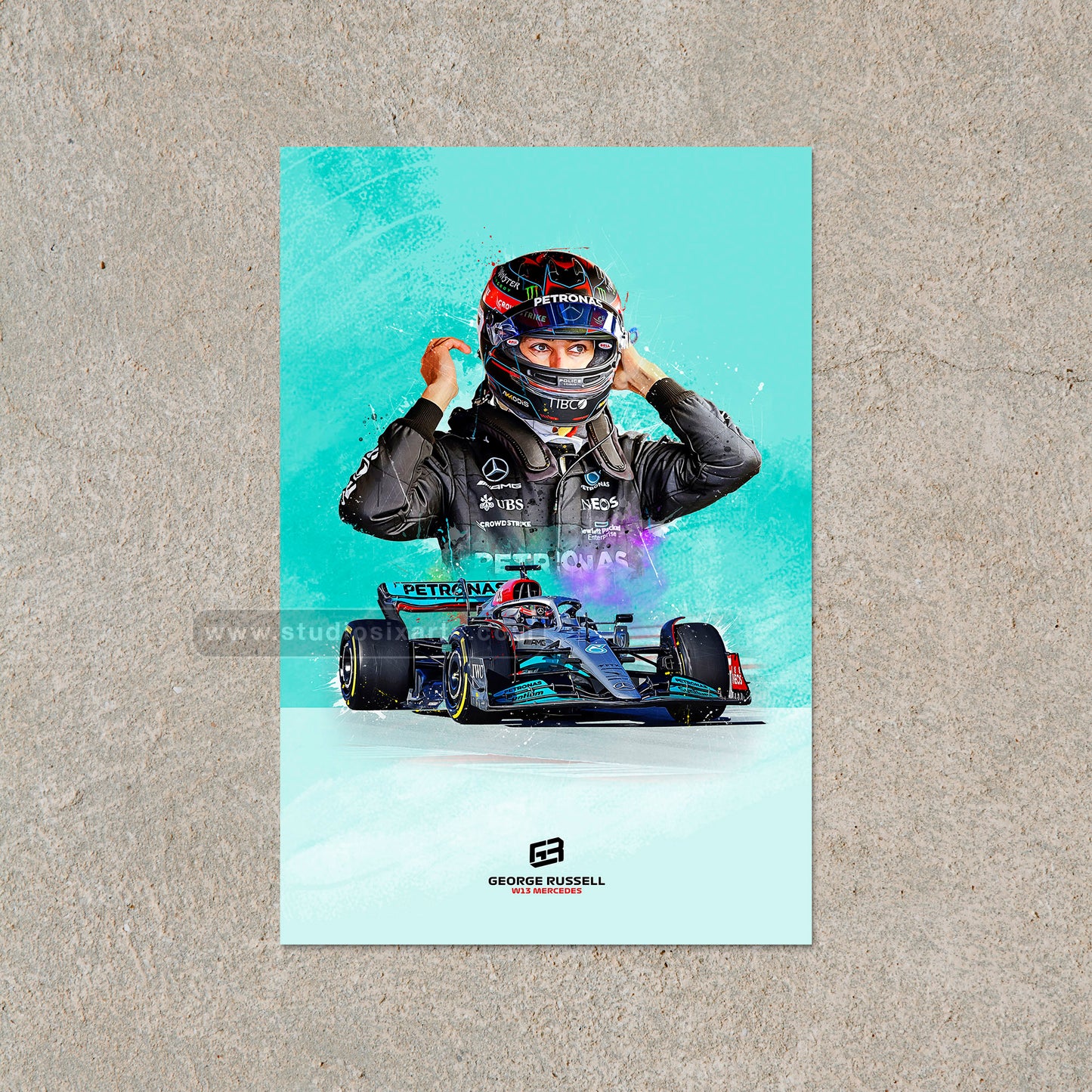 George Russell 2022 Poster and Canvas, W13 Mercedes F1 Decor, F1 Print