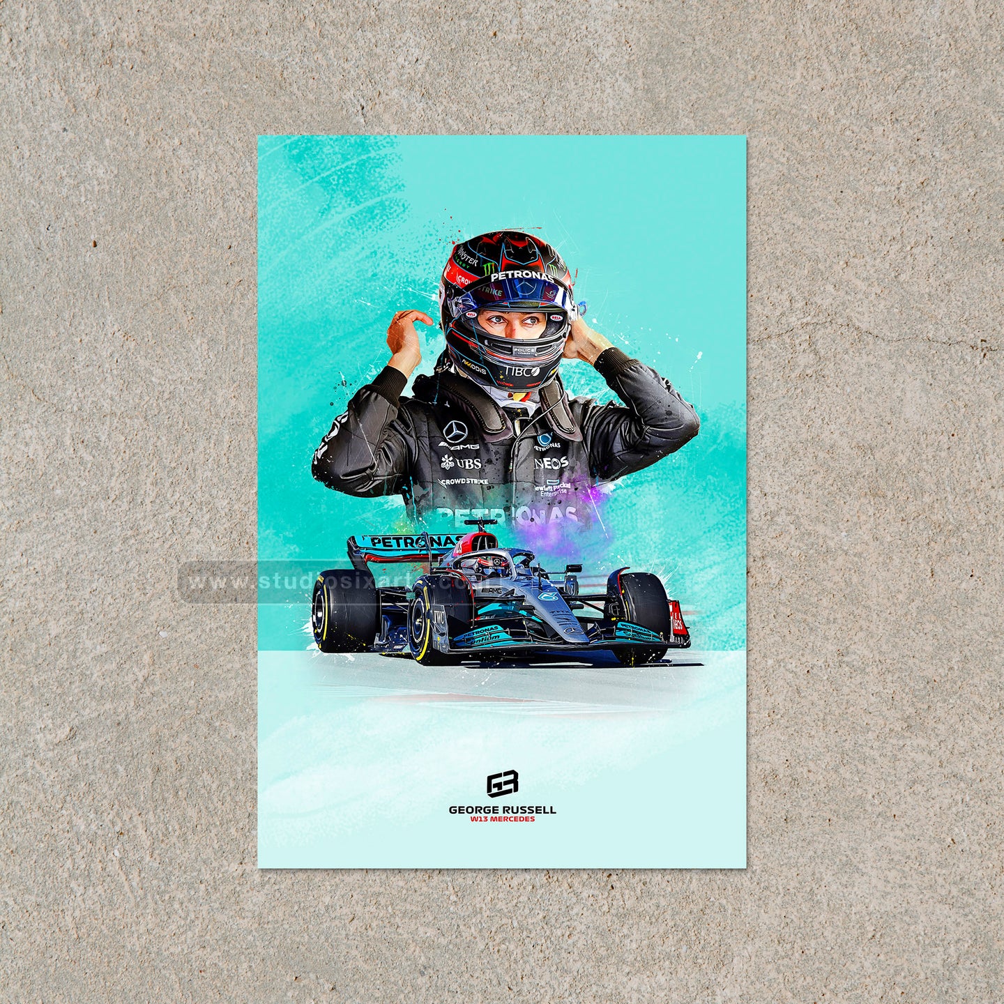 George Russell 2022 Poster and Canvas, W13 Mercedes F1 Decor, F1 Print