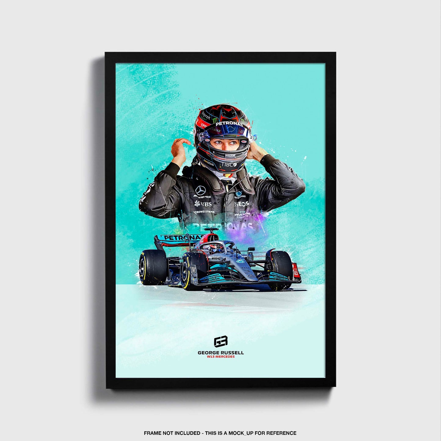 George Russell 2022 Poster and Canvas, W13 Mercedes F1 Decor, F1 Print