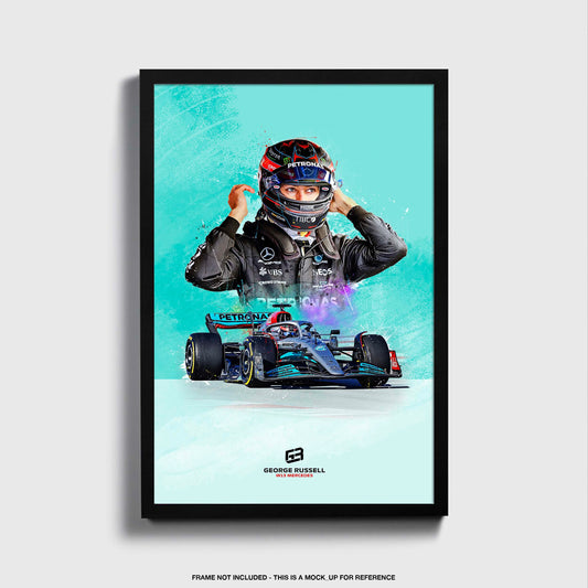 George Russell 2022 Poster and Canvas, W13 Mercedes F1 Decor, F1 Print