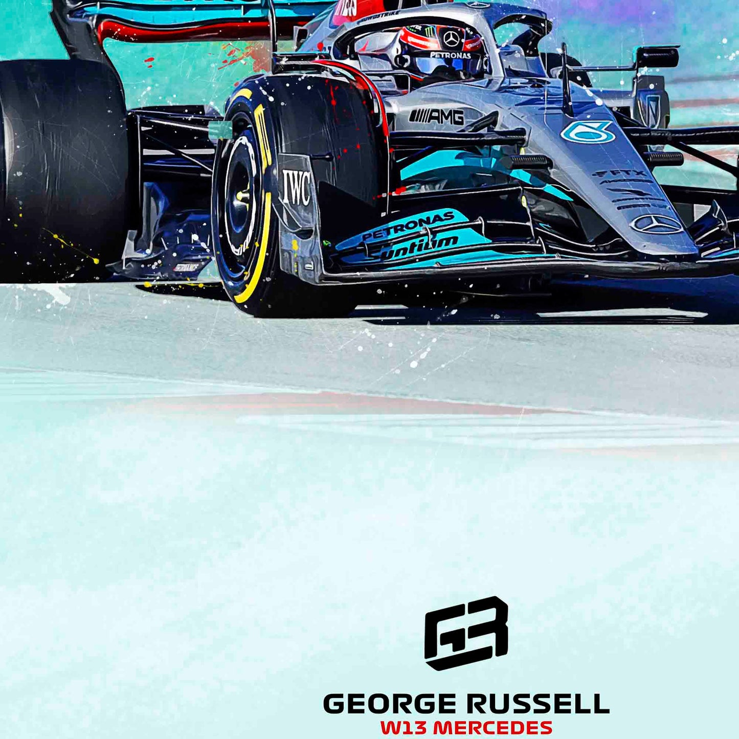 George Russell 2022 Poster and Canvas, W13 Mercedes F1 Decor, F1 Print
