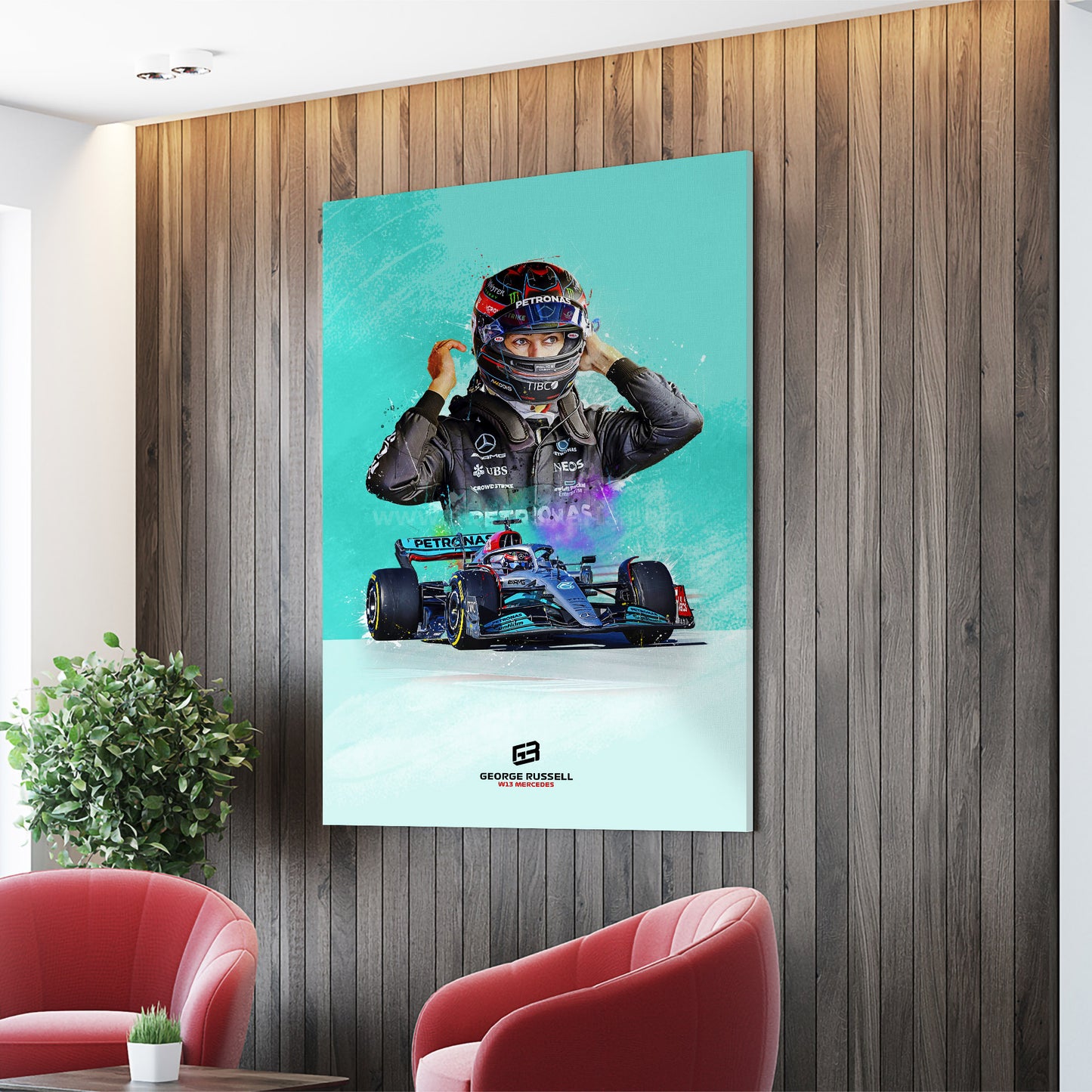 George Russell 2022 Poster and Canvas, W13 Mercedes F1 Decor, F1 Print