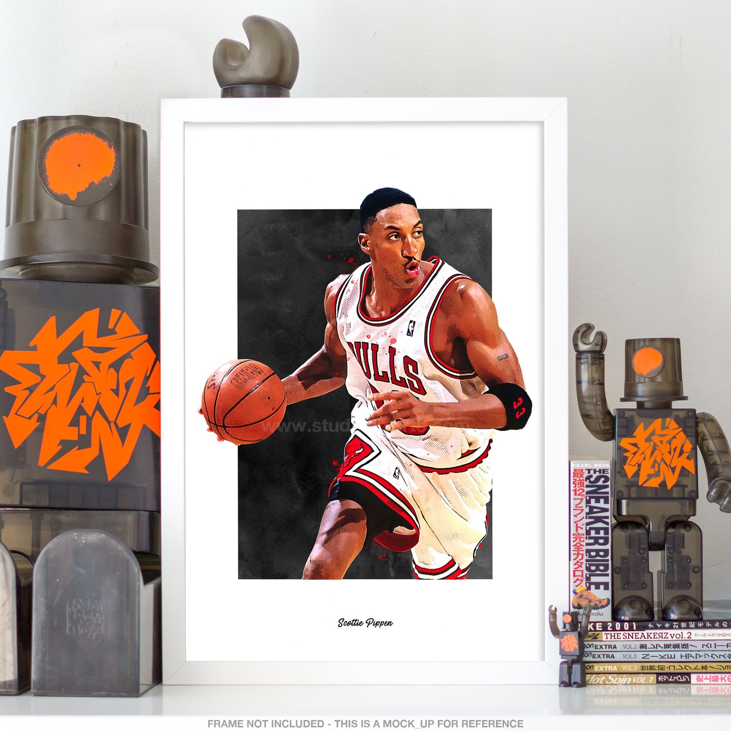 Scottie Pippen Poster, Chicago Bulls Basketball Fan Art Print, Man Cave Gift