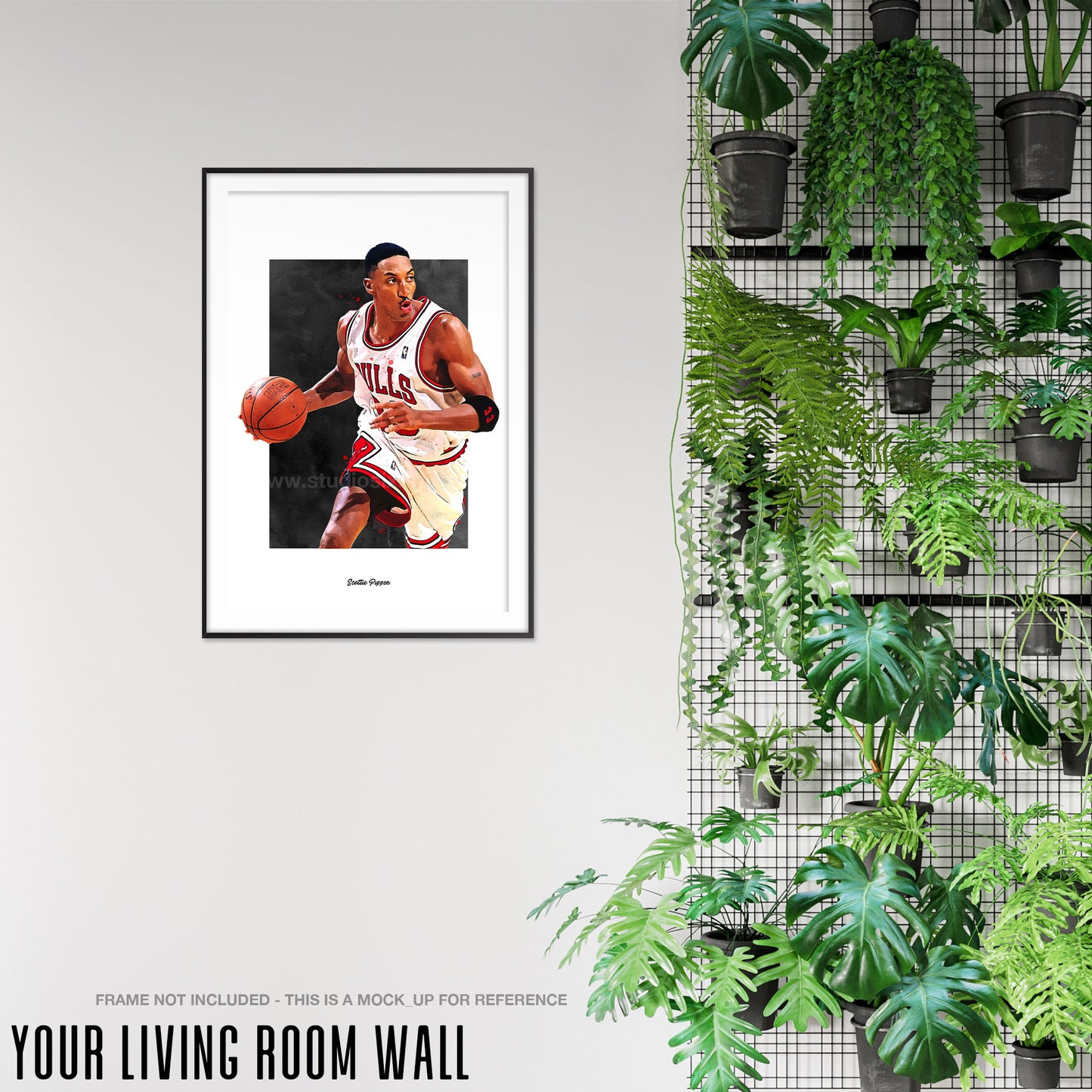 Scottie Pippen Poster, Chicago Bulls Basketball Fan Art Print, Man Cave Gift