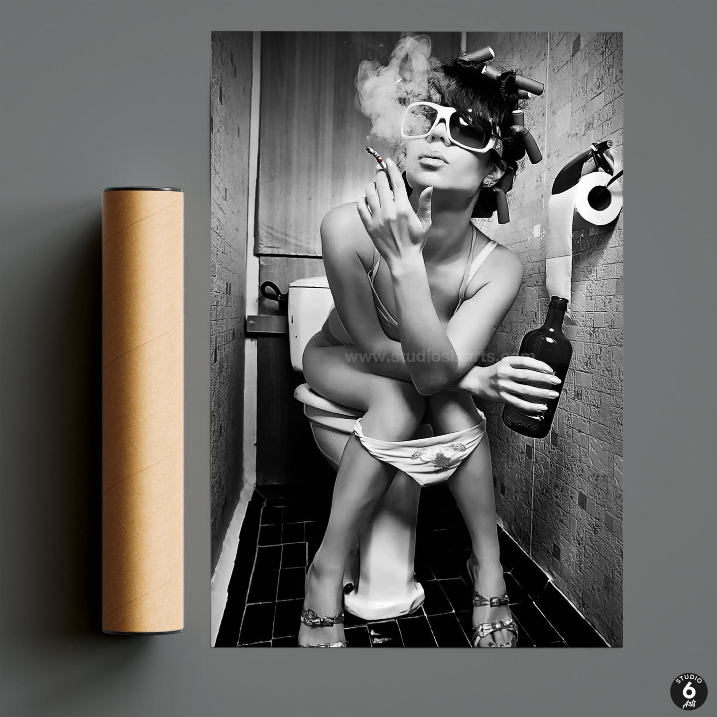 Smoking Girl in the Toilet