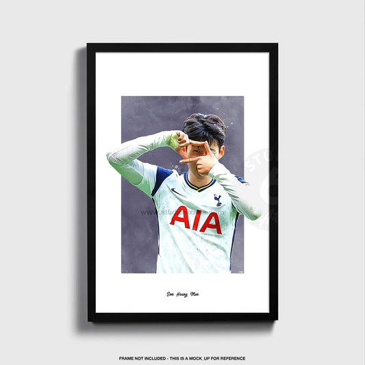 Son Heung Min Poster, Soccer Fan Art Print, Man Cave Gift