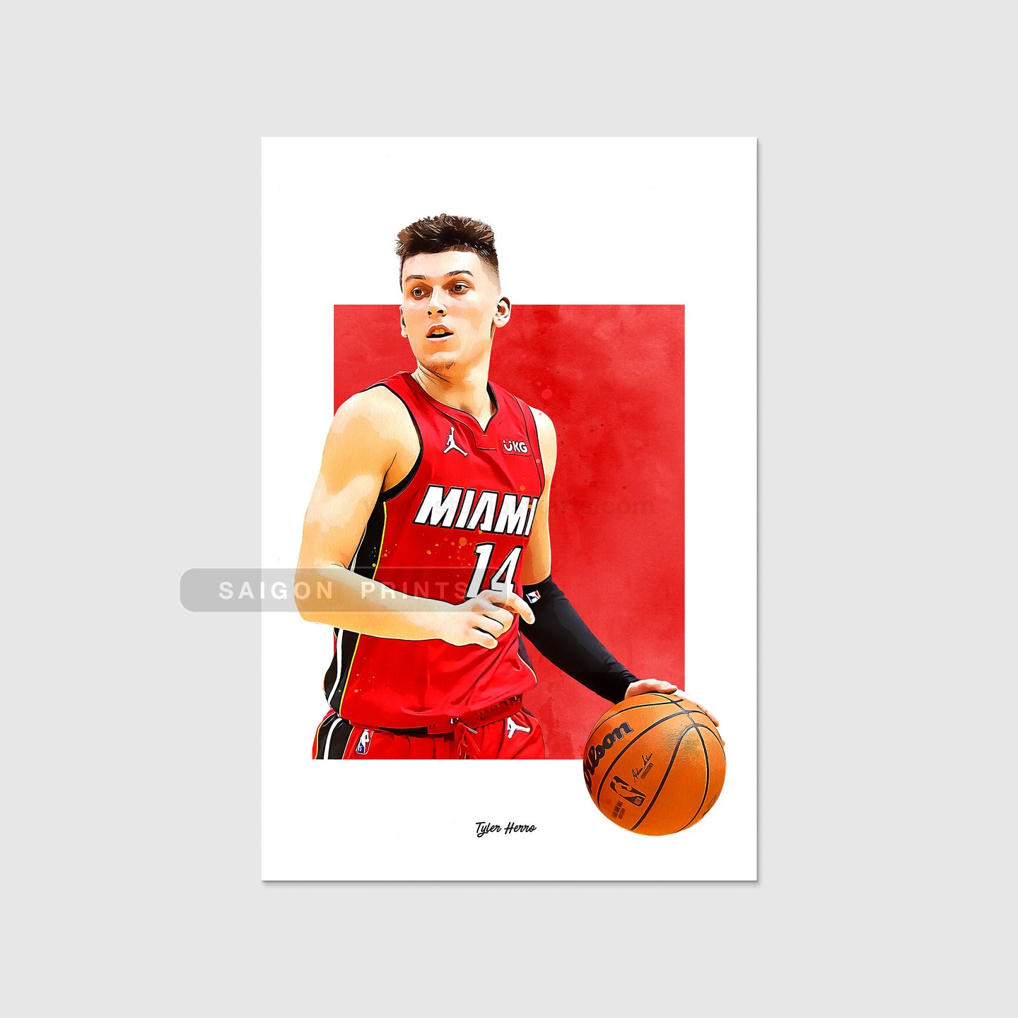 Tyler Herro Poster, Miami Basketball Fan Art Print, Man Cave Gift