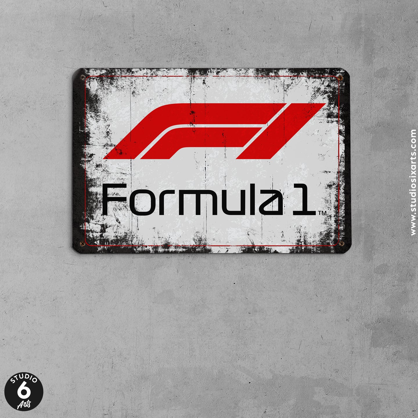 Vintage F1 Logo Inspired Metal Sign