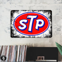 Load image into Gallery viewer, Vintage STP Oil Sign - Garage Metal Wall Decor
